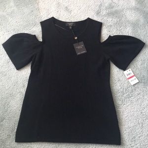 100% Cashmere Cold Shoulder Sweater